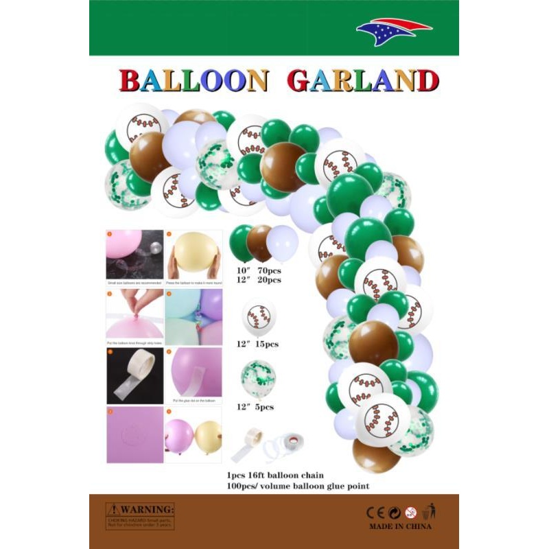 Baseball Organic Balloon Garland Kit