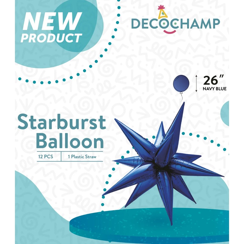 Starburst Foil Balloons Navy Blue 26
