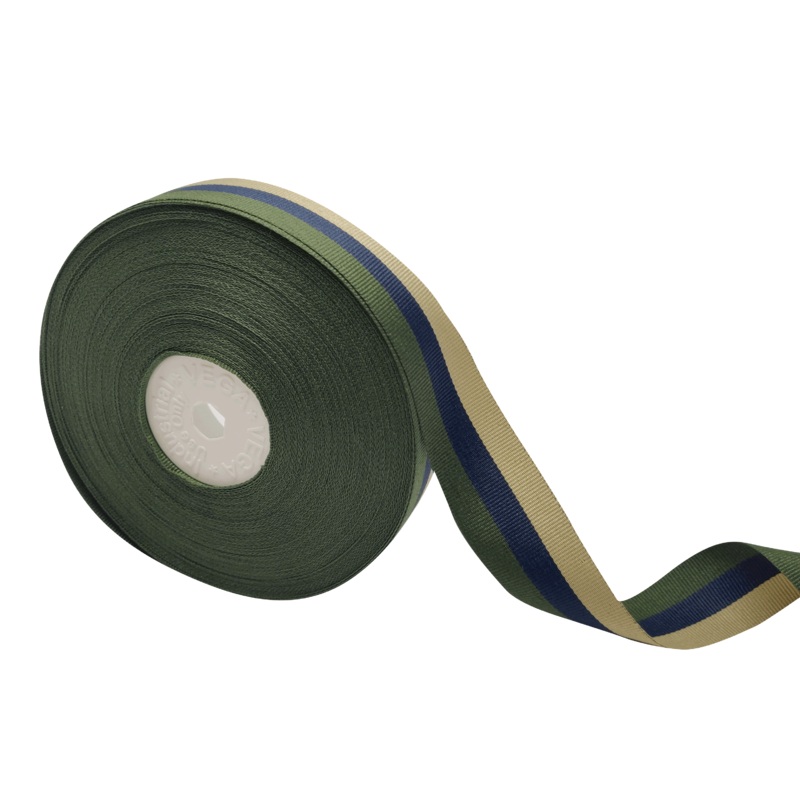 VEGA STRIPES | GREEN-NAVY-BEIGE | 25MM | 25MTR