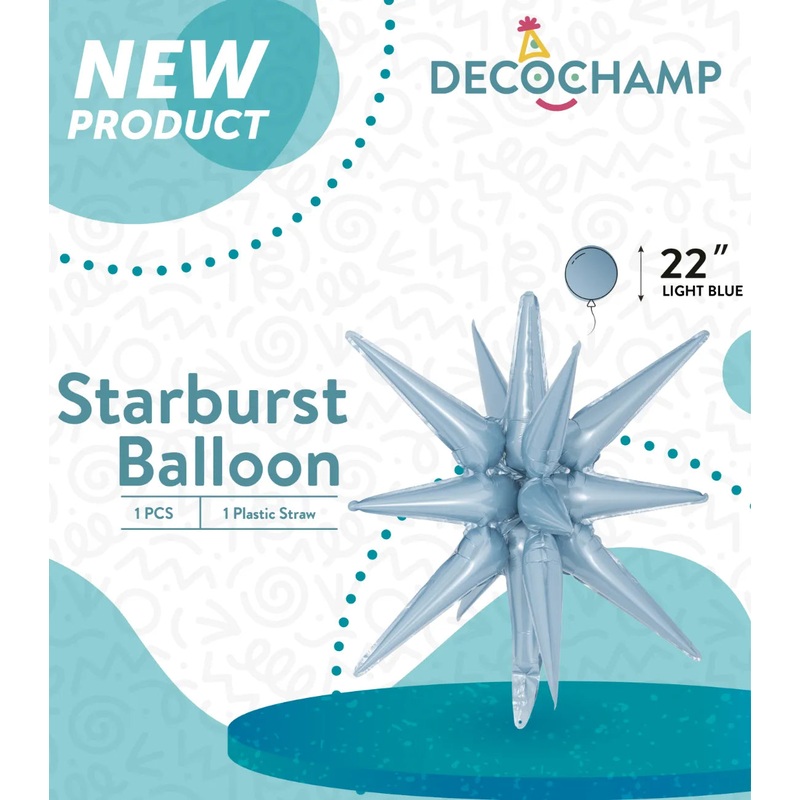 Starburst Foil Balloons Light Blue 22