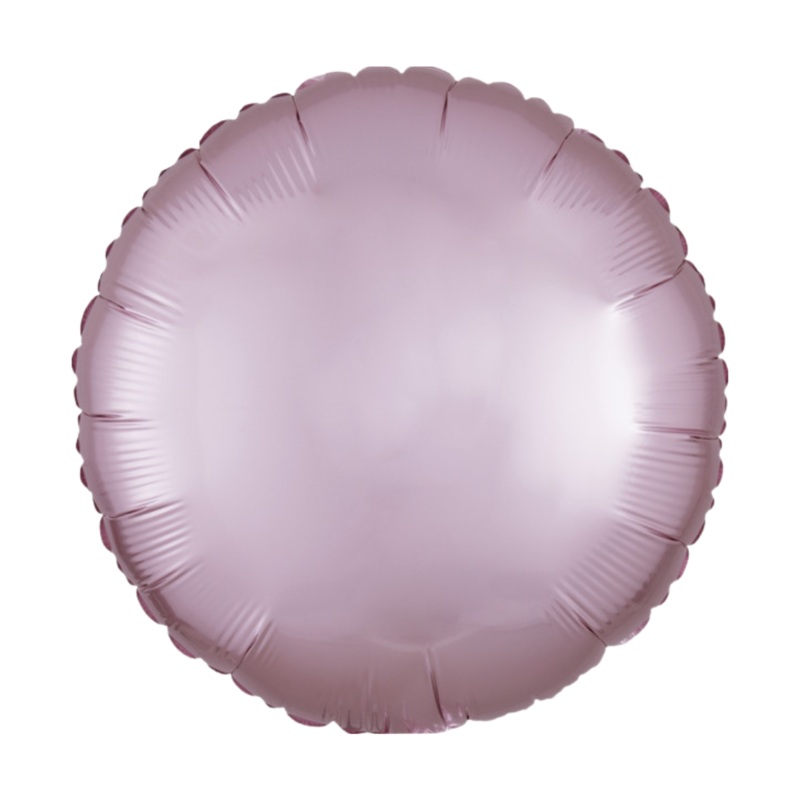 18" Satin Pastel Pink Round Foil Balloon Inflated with Helium and Ribbon