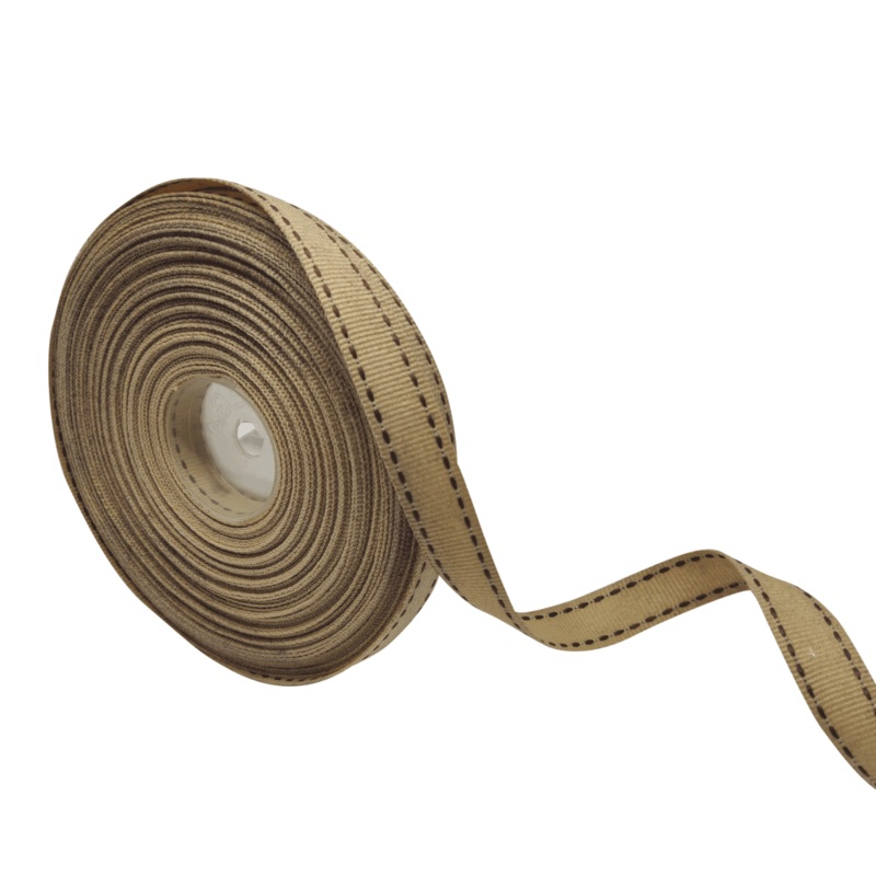 ALLURA STITCHED | BEIGE WITH BROWN | 15MM | 25MTR