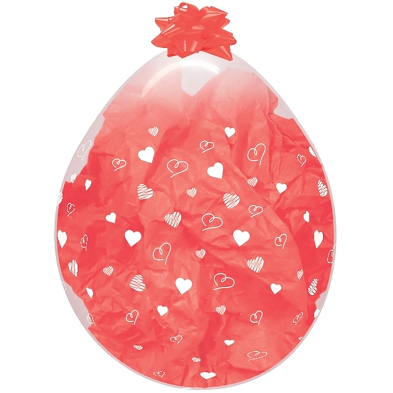 Stuffing Infinity Hearts - Crystal Clear 18 Latex Balloons (25 count)