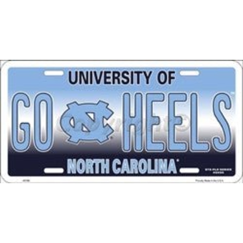 University of North Carolina Go Heels Embossed Metal License Plate