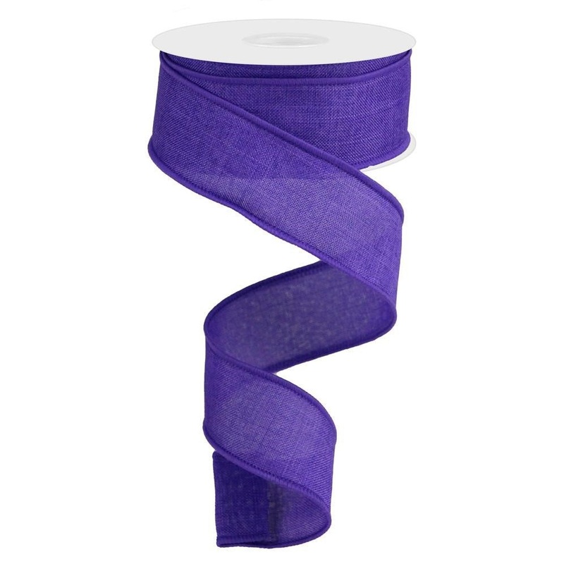 1.5" New Purple Royal Faux Burlap Ribbon - 10Yds