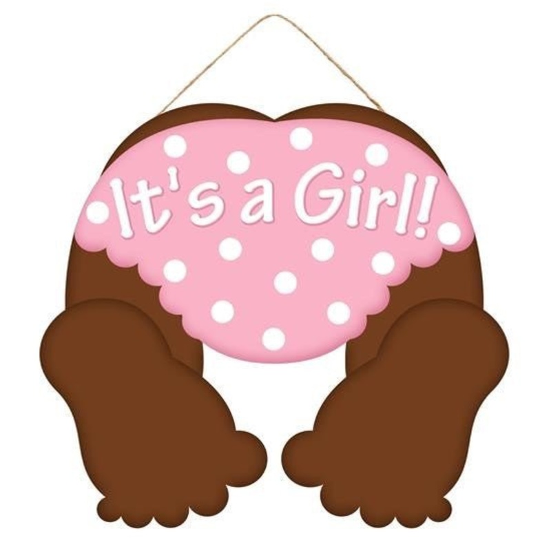 10" Dark Baby Bottom Sign: It's a Girl