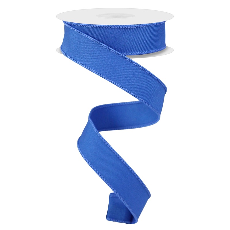7/8" Diagonal Weave Fabric Ribbon: Royal Blue