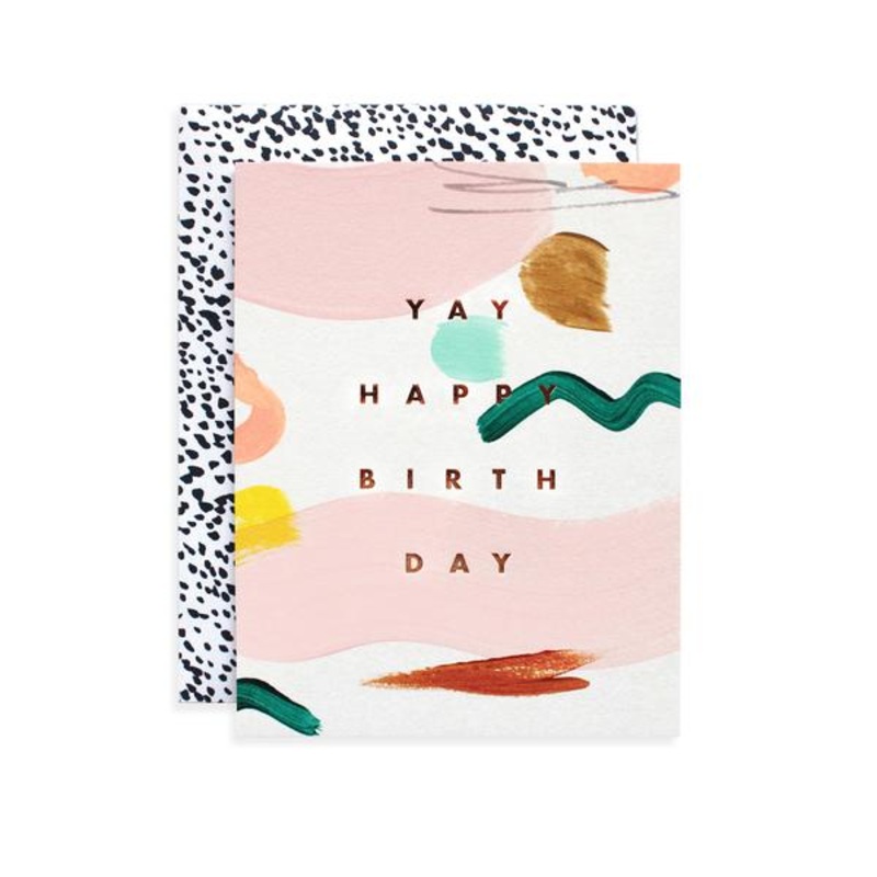 Yay Birthday Hand Painted Flat Card