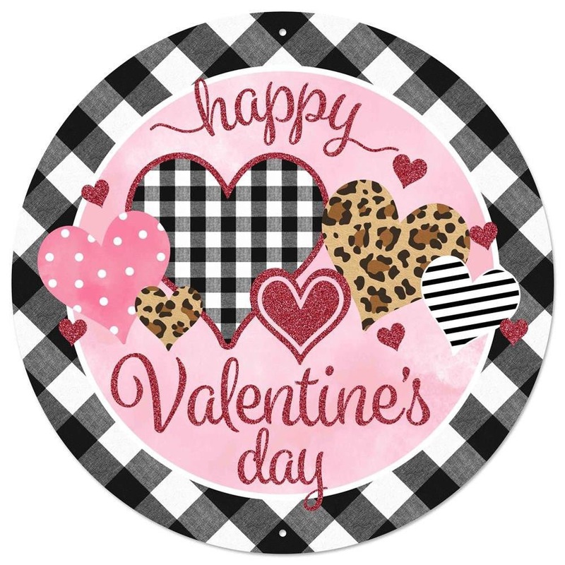 8" Metal Happy Valentine's Day Sign