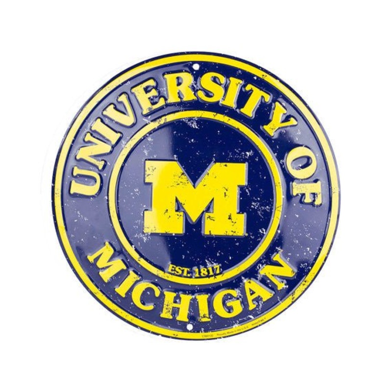 University of Michigan Embossed Metal Circular Sign