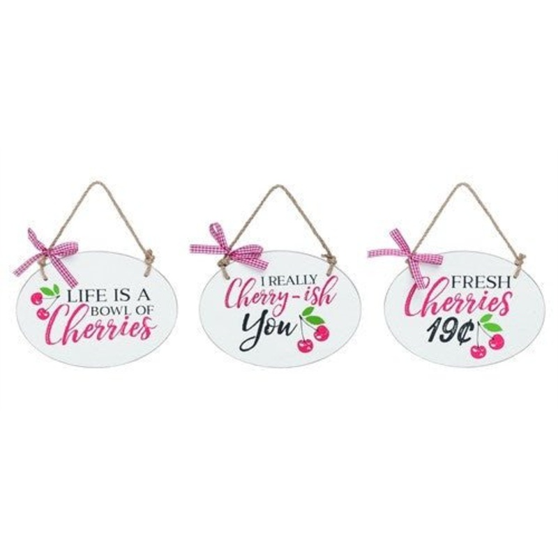 Gingham Cherry Signs Life is a Bowl of Cherries
