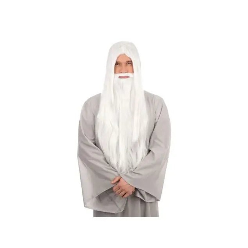 White Wise Wizard Wig With Beard