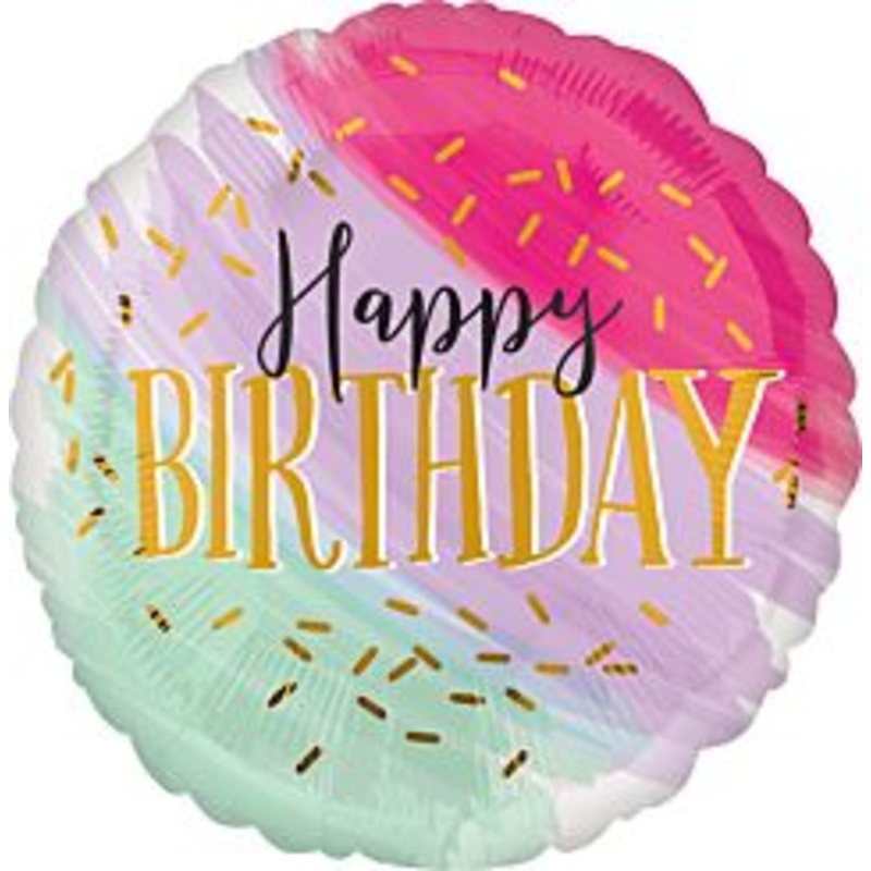 #048 Water Color Birthday 28in Supershape
