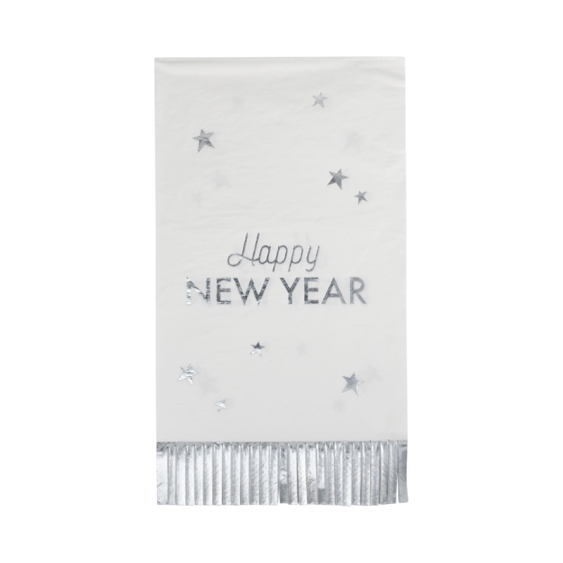 Happy New Year Fringed Dinner Napkins