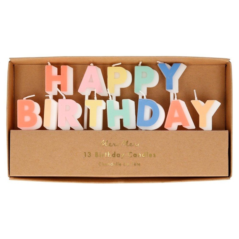 Bright Rainbow Happy Birthday Candle Set