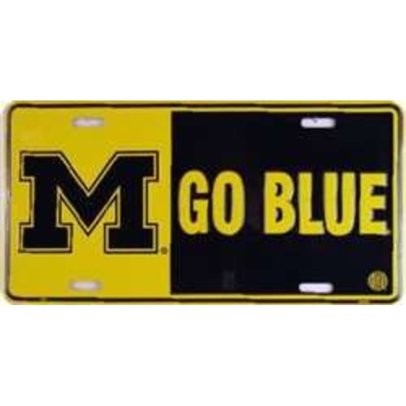 University of Michigan Go Blue Embossed Metal License Plate
