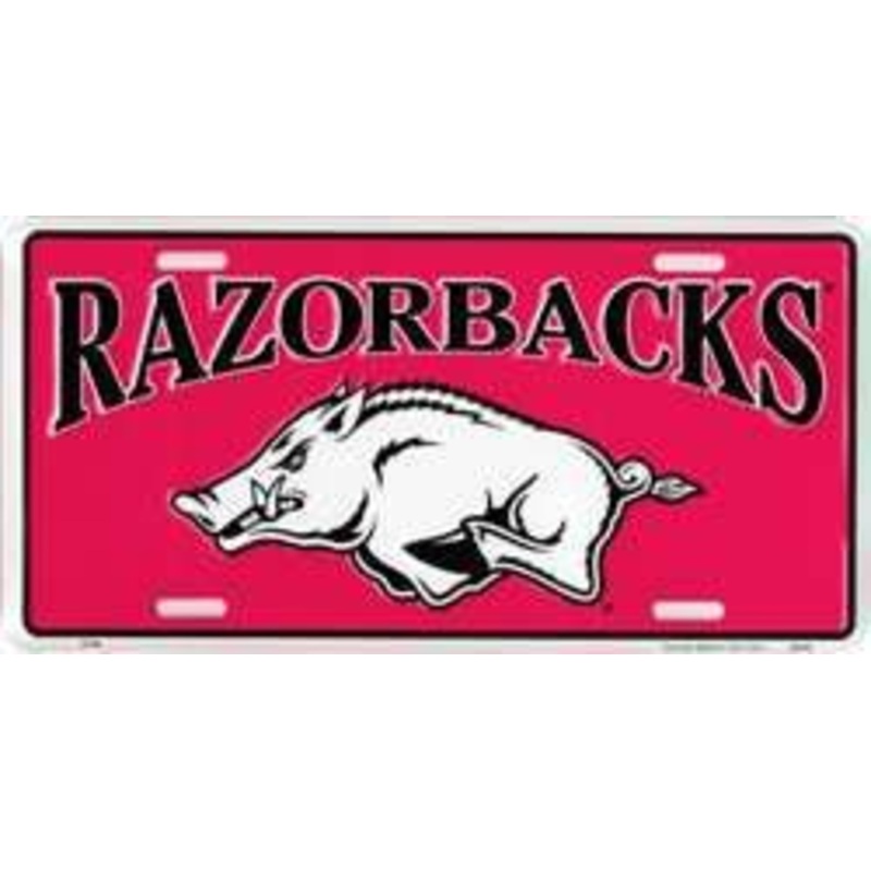 Arkansas Razorbacks Embossed Metal License Plate
