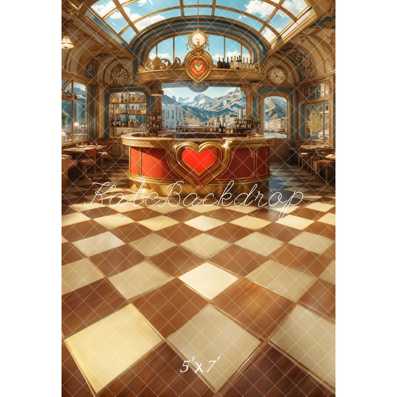 Kate Valentine Vintage Cafe Bar Interior Backdrop Designed by Emetselch Microfiber (Printed) 5x7ft(1.5x2.2m)