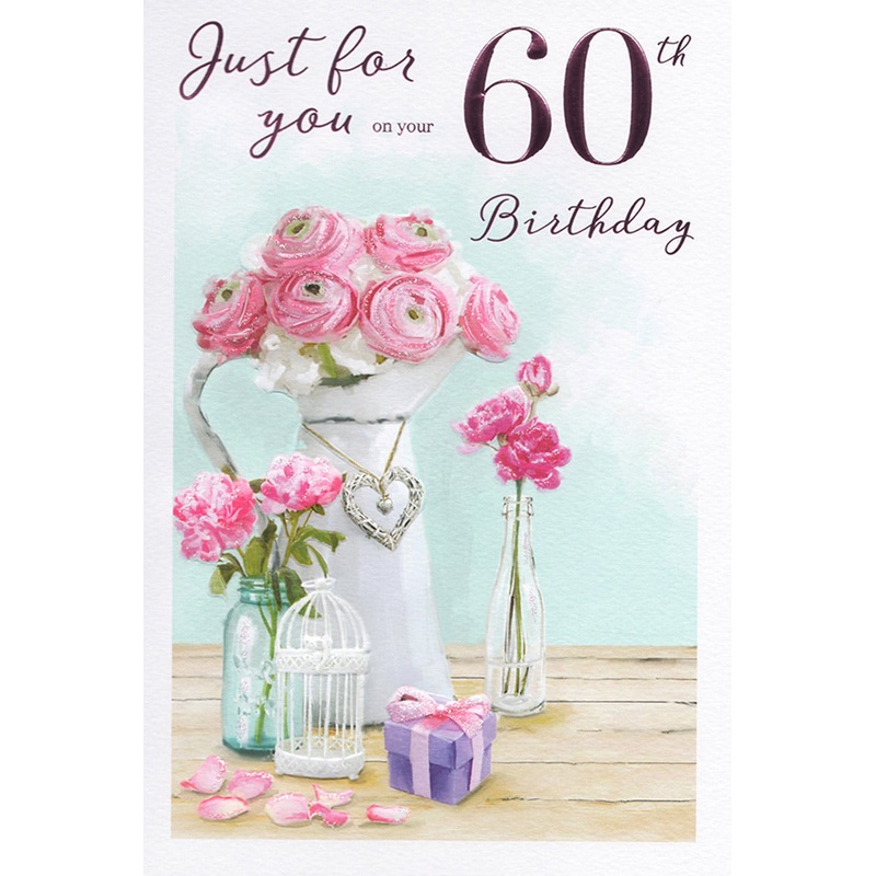 60th Birthday Card - Traditional Roses Design