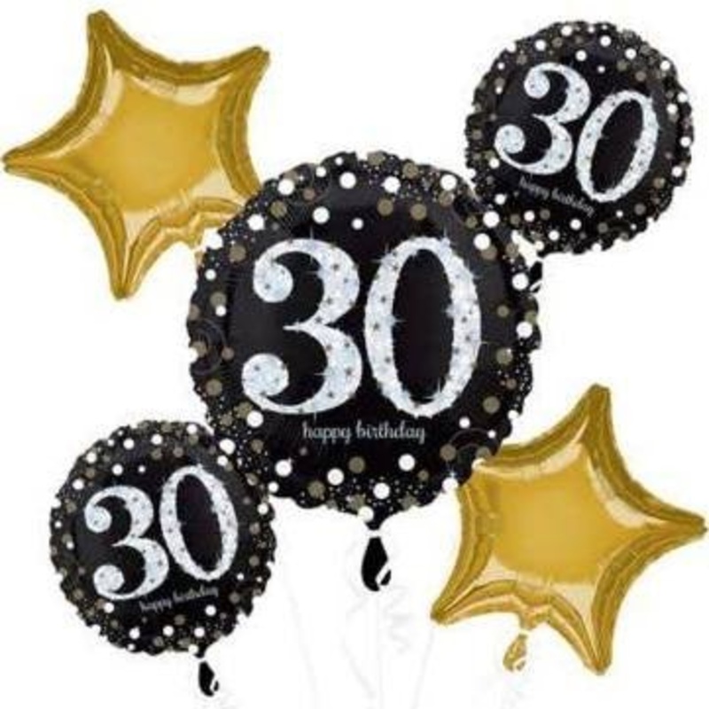 Sparkling 30 Balloon Bouquet | 5 pcs