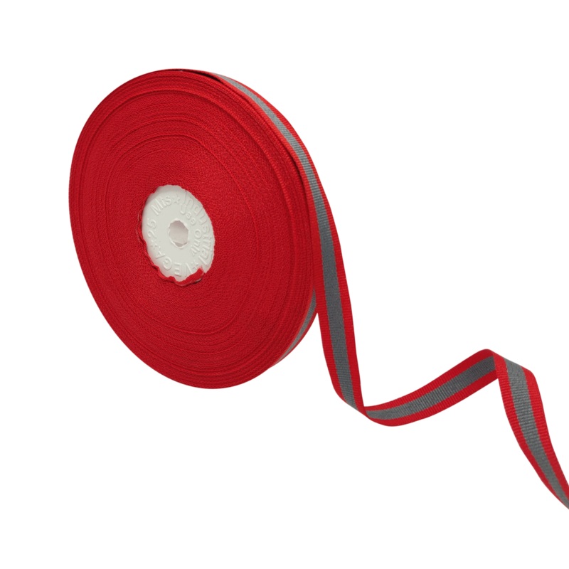 VEGA STRIPES | RED & GREY | 10MM | 25MTR