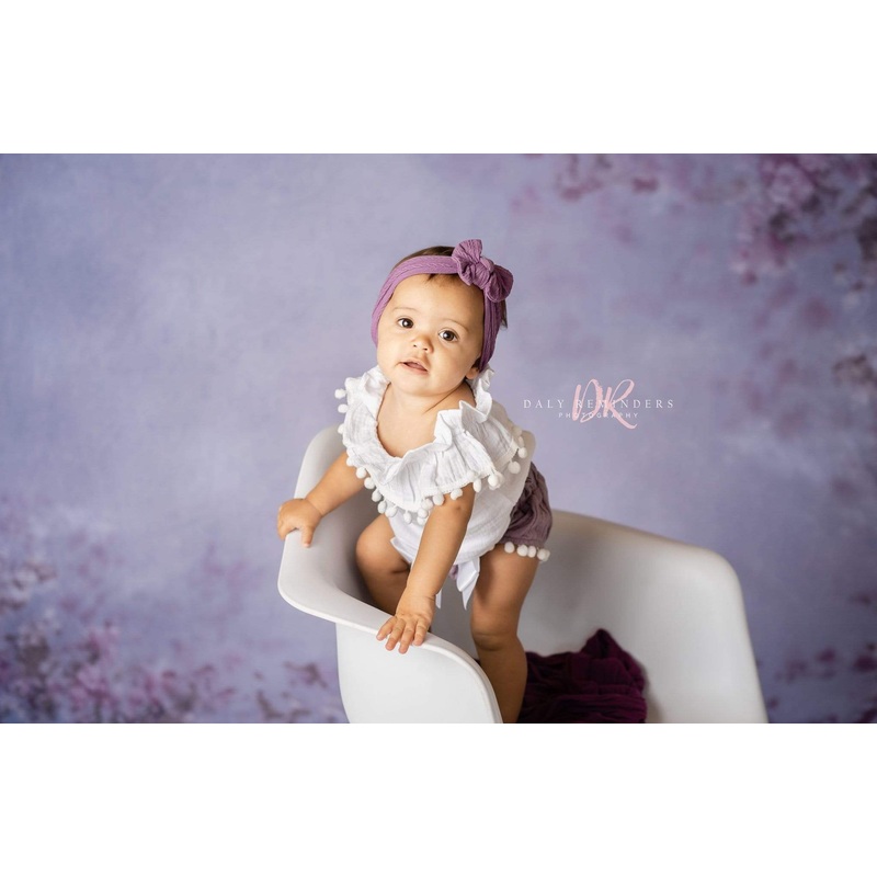 Kate Abstract Medium Purple with Flowers Backdrop for Photography Designed By Jerry_Sina 7x5ft - small kids sitting / cake smash Microfiber (Printed)