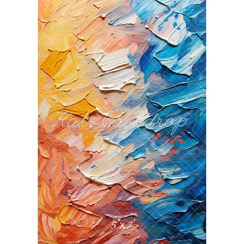 Kate Abstract Texture Colorful Painted Wall Backdrop Designed by GQ Microfiber (Printed) 5x7ft(1.5x2.2m)