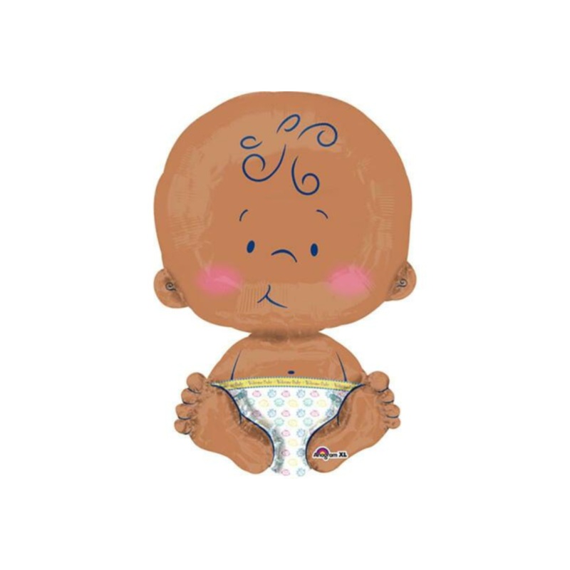 24" Baby Celebrate Tan Inflated with Helium and Ribbon