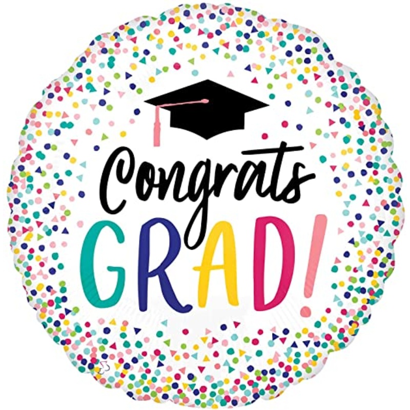 Congrats Grad Confetti Large Mylar Balloon Helium-Filled (local only)
