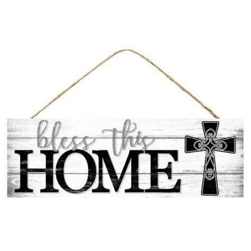 15" Bless This Home Sign: White/Black