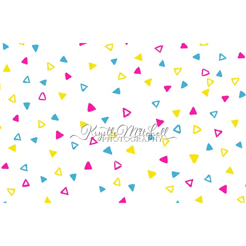 Kate 90s Triangles Backdrop Designed By Krystle Mitchell Photography 7x5ft - small kids sitting / cake smash Microfiber (Printed)