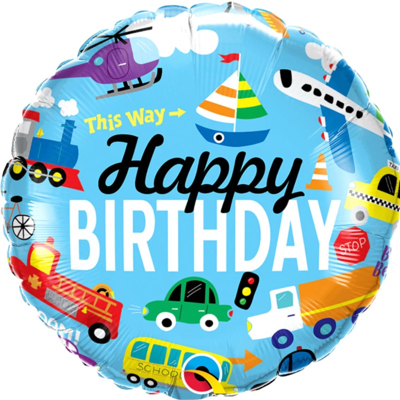 Transportation Birthday Small Balloon Helium-Filled (local only)