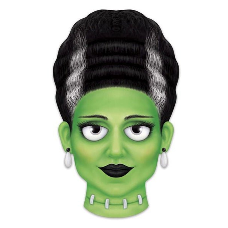12.5" Embossed Metal Mrs. Frankenstein Head Sign