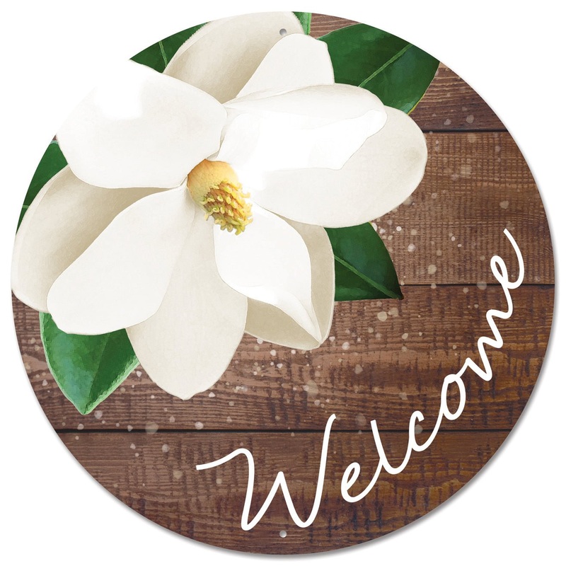 12" Metal Welcome Magnolia Sign