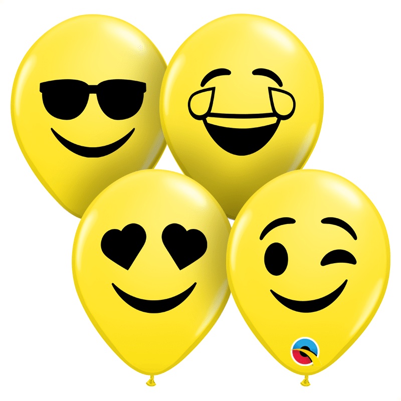 5 Round Smiley Faces Assortment Balloons (100 pack)