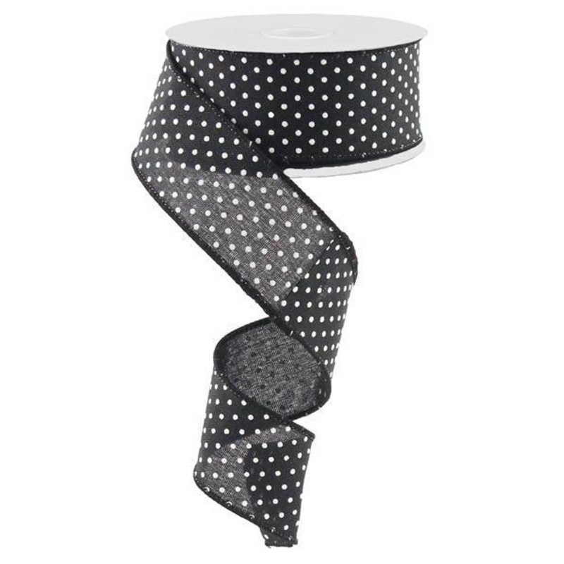 1.5" Raised Swiss Dot Ribbon: Black - 10yds
