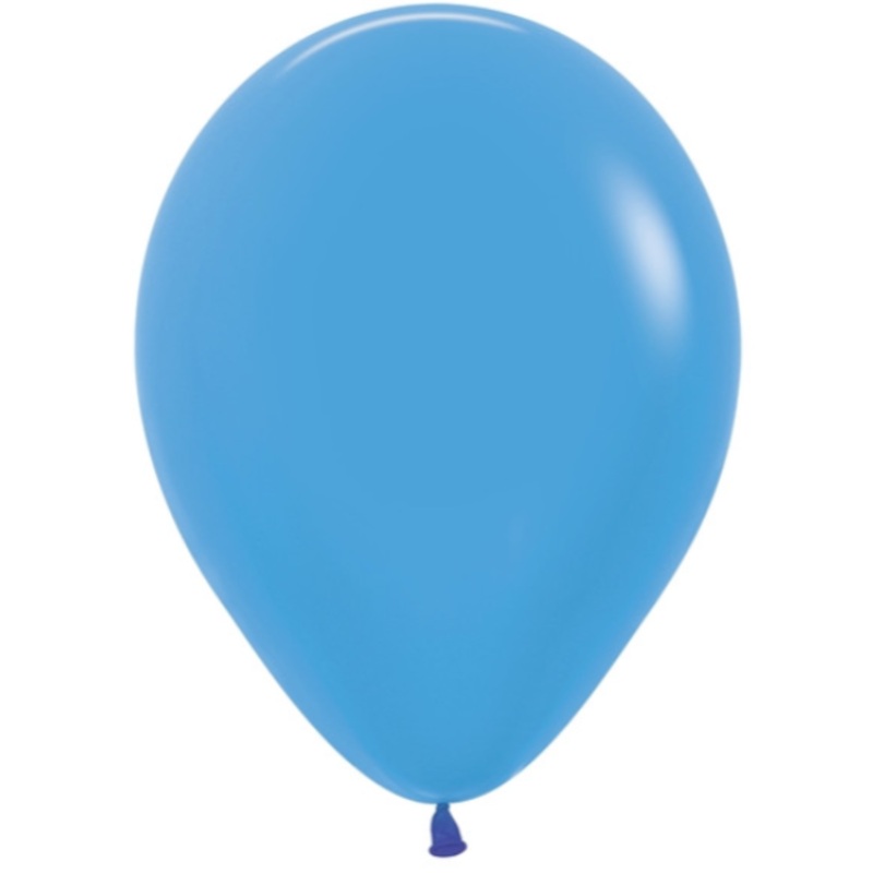 11" Gemar Neon Blue Inflated with Helium and Ribbon
