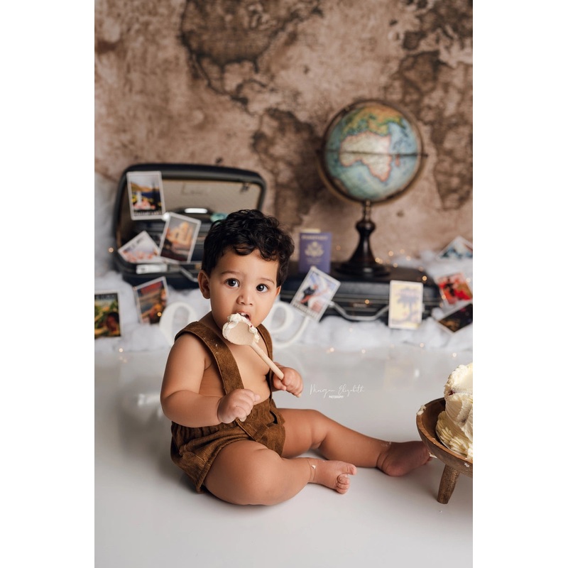Kate Abstract World Map Backdrop Retro Designed by Chain Photography 5x3ft - newborns and babies Microfiber (Printed)