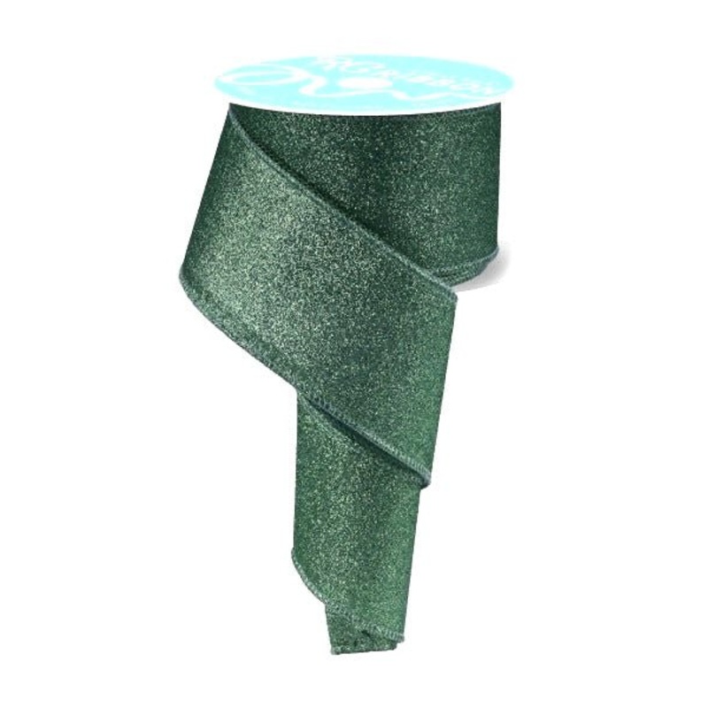 2.5" Shimmer Glitter Ribbon: Sage Green - 10yds