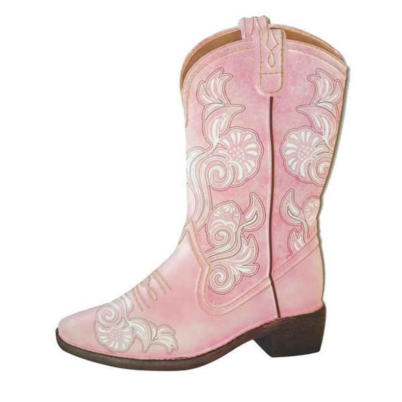 12.5" Embossed Pink Floral Cowboy Boot Sign