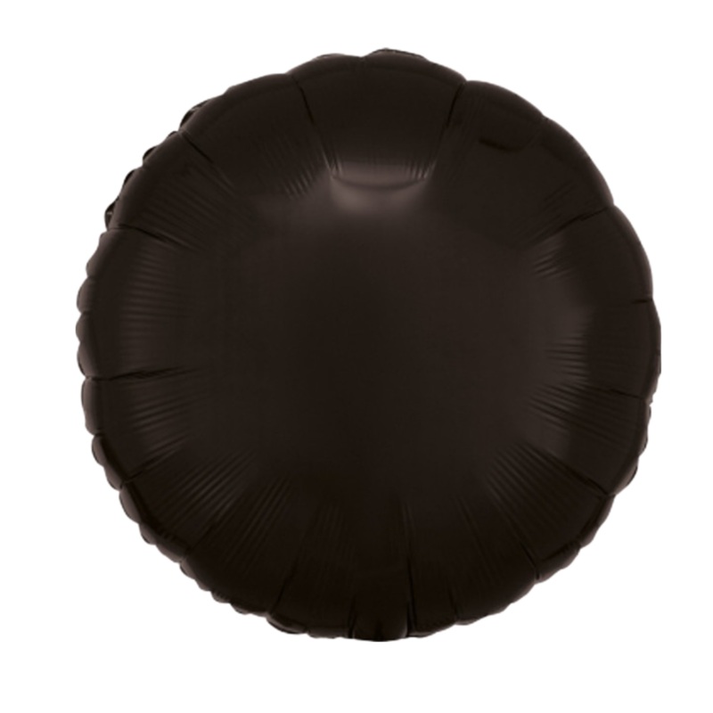 18" Black Round Foil Balloon Inflated with Helium and Ribbon