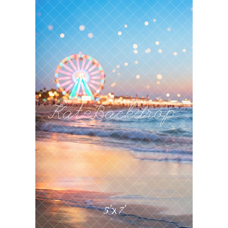 Kate Beach Summer Ferris Wheel Lights Backdrop Designed by Emetselch Microfiber (Printed) 5x7ft(1.5x2.2m)
