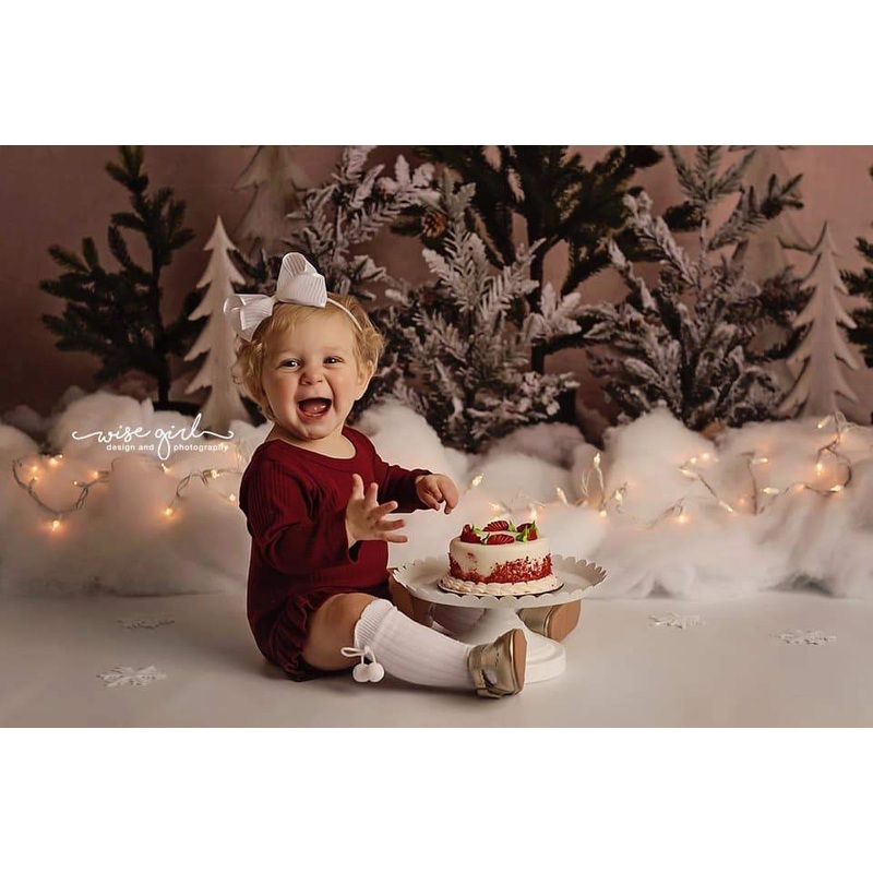 Kate Winter Christmas Snow Pine Trees Backdrop for Photography Designed By Mandy Ringe Photography 5x3ft - newborns and babies Microfiber (Printed)