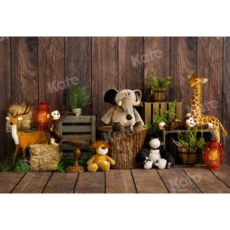 Kate Animal Backdrop Retro Vintage Wall Designed by Emetselch 5x3ft - newborns and babies Microfiber (Printed)