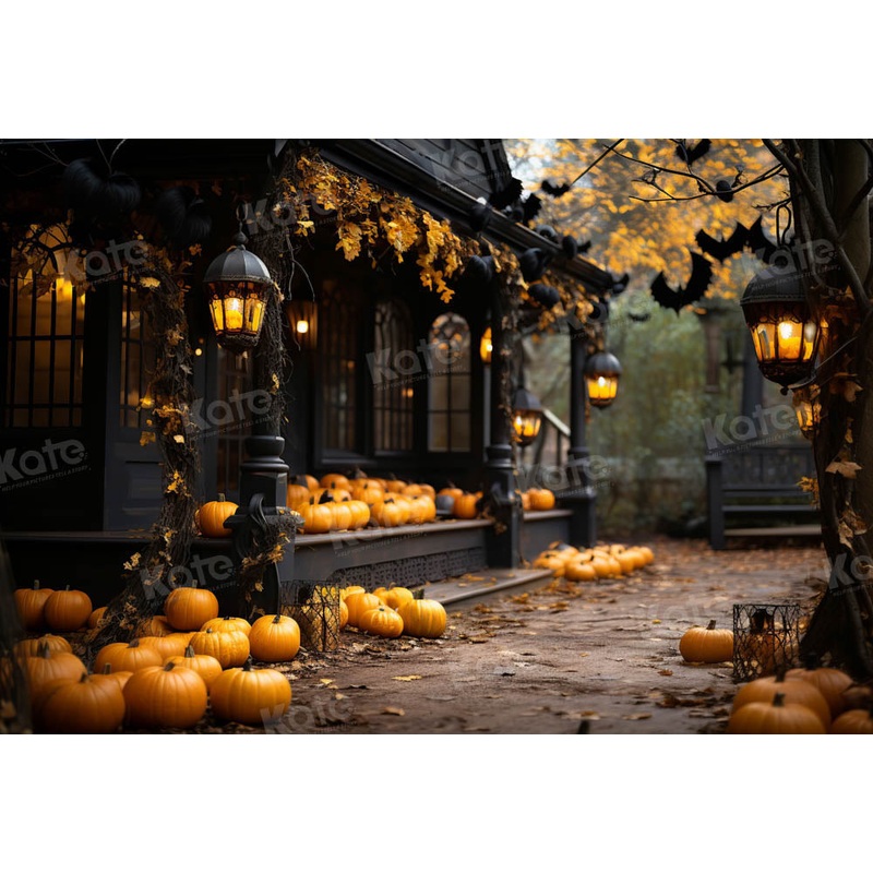 Kate Autumn Halloween Yard Bat Backdrop Designed by Emetselch 7x5ft - small kids sitting / cake smash Microfiber (Printed)