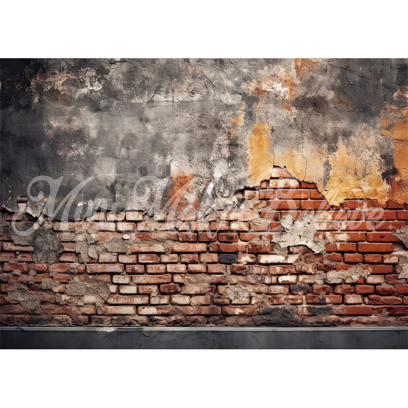 Kate Yellow Gray Wall Birthday Cake Smash Backdrop Designed by Mini MakeBelieve 7x5ft - small kids sitting / cake smash Microfiber (Printed)