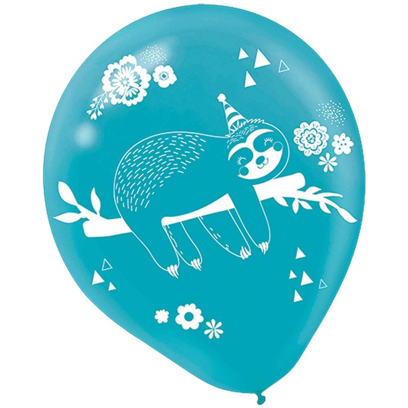 Sloth Party 12 Latex Balloons (6 count)