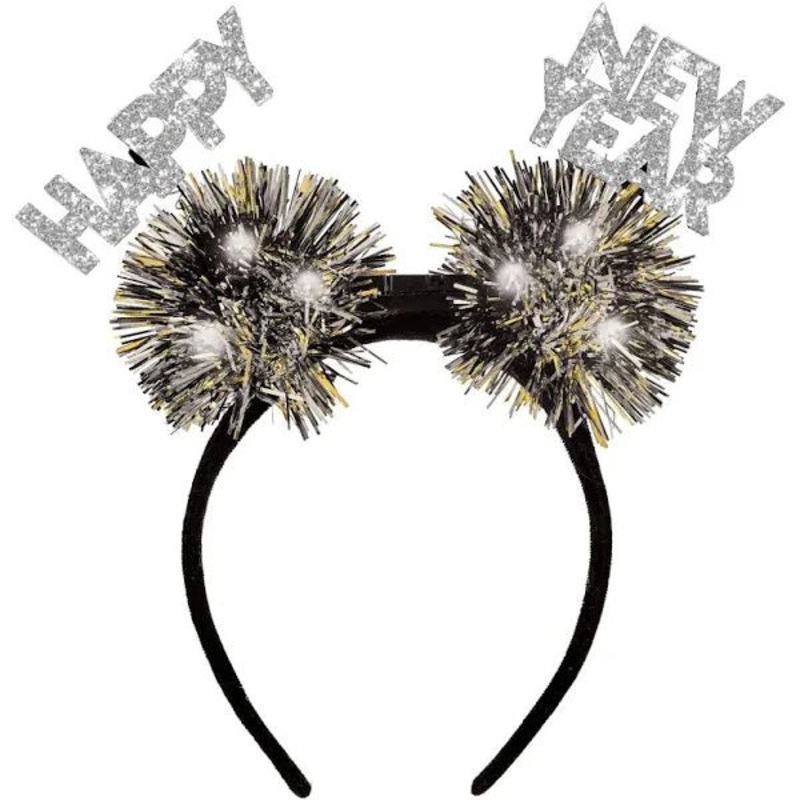 New Years Eve Flashing Lights Pom-Pom Head Boppers | 1ct