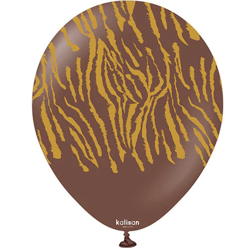 Tiger Animal Print Chocolate Brown 12 Latex Balloons (25 count)