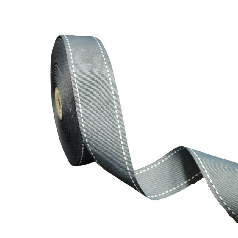 ALLURA STITCHED | DARK GREY WITH WHITE | 38MM | 25MTR